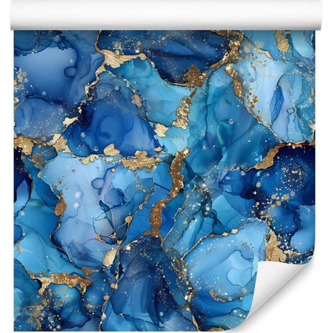 Papier peint bleu encre, azur et turquoise pour salon et chambre 50x1000 cm (1/5)