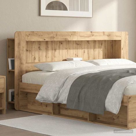 Tête de lit avec rangements 200 cm en bois d’ingénierie chêne artisanal - PANGIVO (1/5)