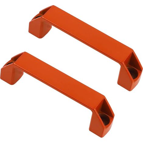 2 poignées d'armoire industrielles espacement des trous 120 mm porte machine-outil usine garage fabrication alliage d'aluminium orange sans vis (1/5)