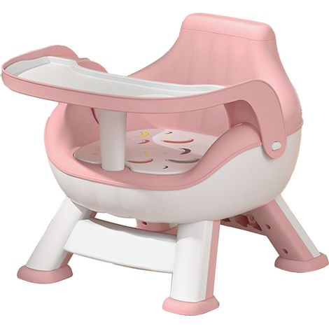 Chaise de repas pour bébé, réglage de la hauteur du dossier, nettoyage détachable, multifonction, avec siège bip, rose (1/5)
