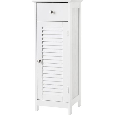 Colonna Bagno Bianca con Cassetto e Ante a Persiana - MDF (1/5)