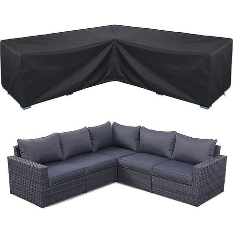 Housse imperméable pour canapé d'angle, housse pour mobilier de jardin et d'extérieur (270 x 270 x 90 cm) (1/2)