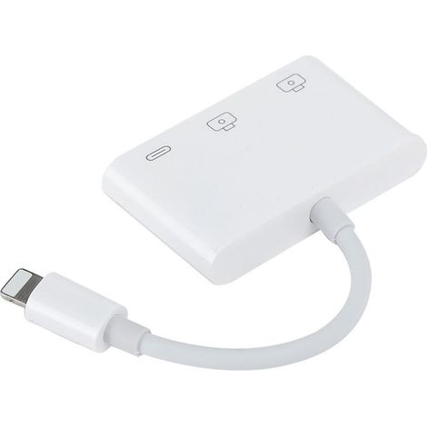 3-in-1 OTG-Adapter für iOS mit USB-Hub, Speicherkartenleser und Tastatur-/Maushalterung (1/5)