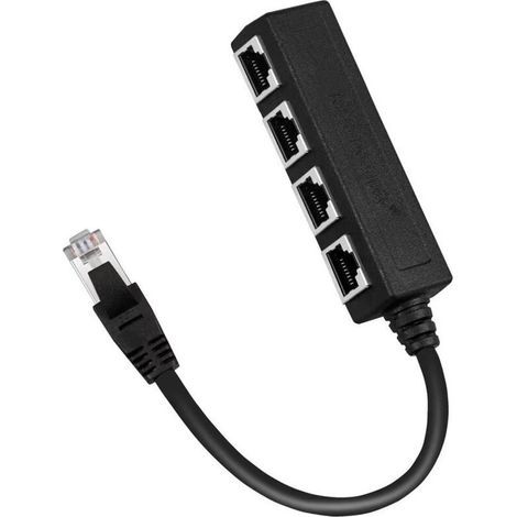 Câble d'extension adaptateur de câble Ethernet RJ45 câble réseau un point quatre câble adaptateur répartiteur de réseau (1/4)