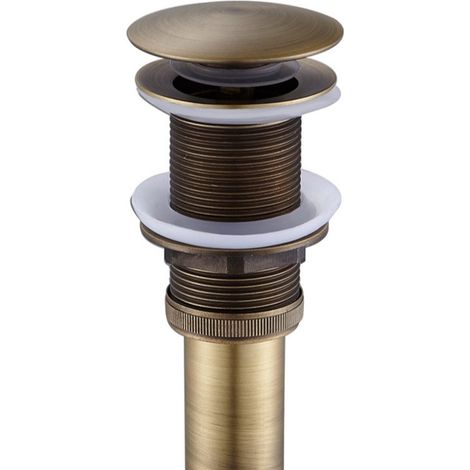 Bouchon de vidange - Bouchon d'évier - Siphon de lavabo - Laiton doré - À clapet - Sans trop-plein - Empêche les cheveux et les débris de boucher la canalisation - Pour trous de fixation de 44 à 50 mm (1/5)