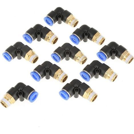10 pièces coude pneumatique connecteur rapide raccords d'air adaptateur 8mm diamètre filetage G1/4 ensemble (1/5)