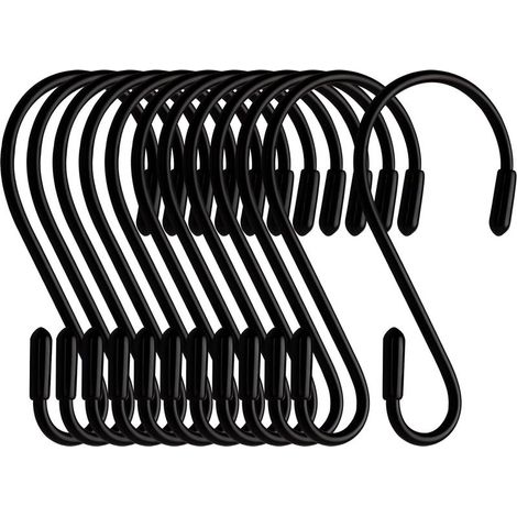 Set mit 12 S-Haken – Schwarz – 8 cm – S-förmig – Maximale Traglast: 5 kg (1/5)