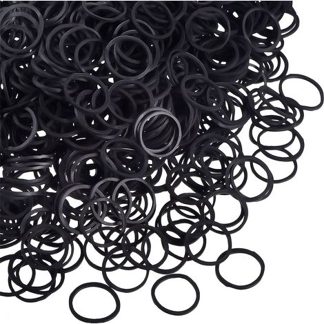 Elastique À Cheveux - 1000 Pièces - Diamètre 1,5 Cm - Épaisseur 1 Mm - Noir (1/5)
