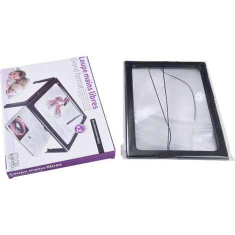 A4 Pleine Page Loupe de Lecture Loupe Sur Pied Rectangulaire Mains Libres avec 4 LED Lampe Lentille de Grossissement 3X pour Lire pour les Personnes âgées Les Aînés et Les Malvoyants de