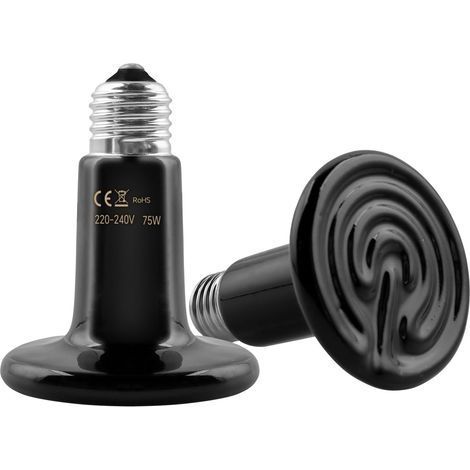 Lot de 2 Ampoule Chauffante, Céramique E27 75W, Infrarouge Sans Lumière, Pour Reptile Lézard Serpent (1/5)