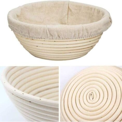 Panier à pain rond, panier de fermentation en rotin naturel de 20CM, panier de fermentation de pain fait à la main doublé de pâte en lin