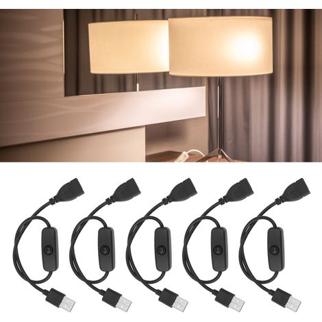 Packung mit 5 USB-Verlängerungskabeln (Stecker und Buchse) mit Druckknopfschaltern, USB-Kabeln, Ladekabeln mit USB-Schalter und Kabeln für LED-Streifen. (1/5)