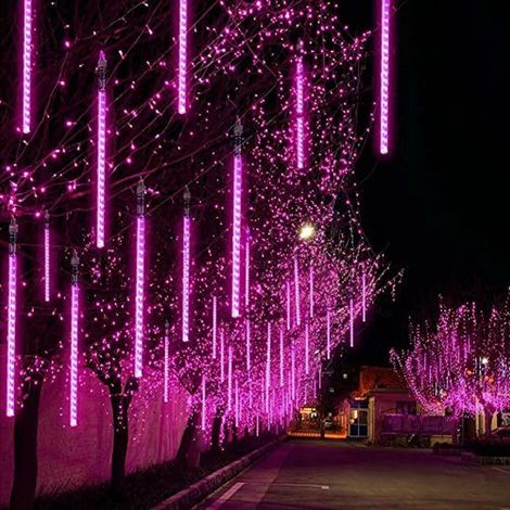 Guirlande Led - Effet Pluie Neige - 10 Tubes De 30 Cm - Ip65 Etanche - Pour Arbre De Noël Jardin Extérieur - 1 Lot (1/2)