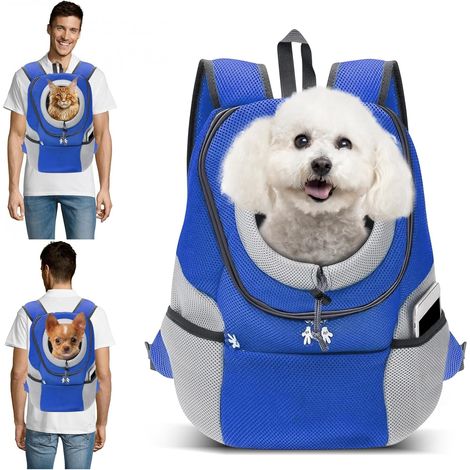 Sac à Dos pour Chien,Respirant Sac à Dos de Transport pour Chien,Sac à Dos de Transport pour Petits Chiens et Chats,Sac de Transport pour Animaux,pour randonnée,Voyage en Plein Air,Bleu,M (1/5)