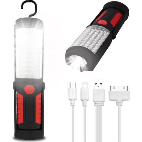 Lampe torche,Lampe d'inspection Lampe led Rechargeable, Lampe de Travail led Rechargeable Avec Magnétique Lampe de Torches de LED Lampe D'inspection Lampe Rouge (1/5)