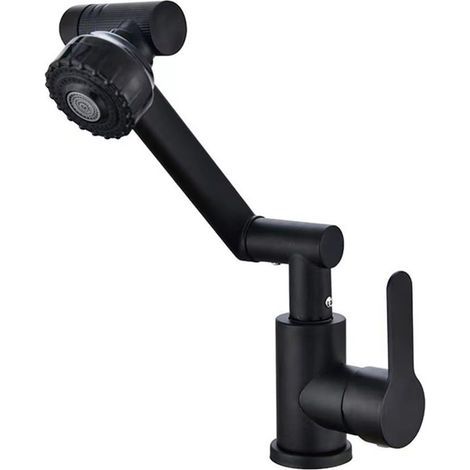 Robinet Cuisine Rabattable, 1080° Flexible Rotation Mitigeur Cuisine,Robinet Evier Sous Fenêtre en Acier Inoxydable Noir (1/5)