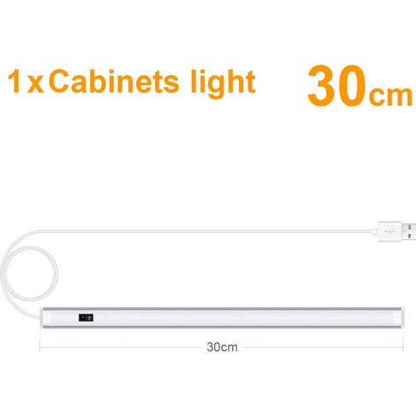 (1 bande, 30 cm de long, lumière chaude) Bande lumineuse LED pour armoire à balayage manuel, bande lumineuse en alliage d'aluminium, convient aux cuisines et aux armoires. (1/5)