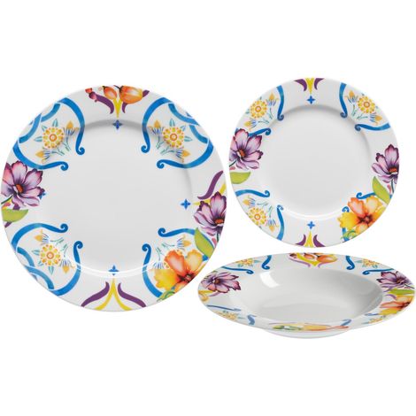 Mopita Maiolica Floreale set 18 piatti fine porcellana