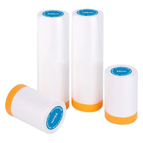 rouleaux de film de protection avec ruban adhésif transparent 55 cm x 20 m x 2, 150 cm x 20 m x 1, 240 cm x 15 m x 1 (1/5)
