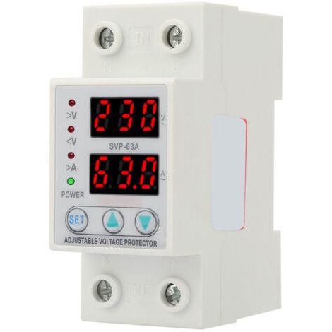 Protecteur de courant de tension réglable monophasé à double affichage LED AC230V 63A (1/4)