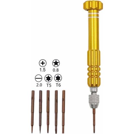 Mini tournevis, jeu de tournevis multifonctionnel 5 en 1 (plat et cruciforme), tournevis de précision professionnel pour lunettes, lunettes de soleil, montres (1/2)