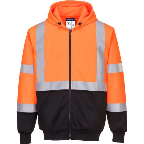 Sweat Hi-vis Bicolore Zippé à Capuche Couleur : Orange/noir Taille 4xl - Portwest (1/2)