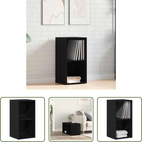 Rangement vinyle - Boîtes de rangement LP chêne noir 71x34x36 cm bois ingénierie (1/5)