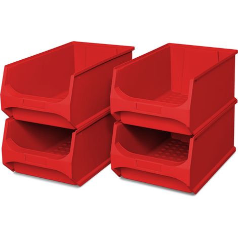 BRB 4x Sichtbox PROFI LB 2, LxBxH 500x300x200 mm, Inhalt 21,8 Liter, rot (1/3)