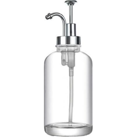 Distributeurs de Savon en Verre de 500ml, Bouteille de Remplacement, Salle de Bains, désinfectant for Les Mains, Savon et shampoing, Bouteille de Liquide de Douche(Silver) (1/4)