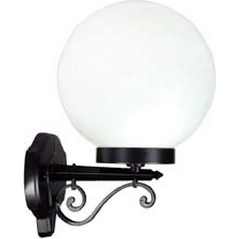 1PZ LANTERNA CON BRACCIO INFERIORE LAVORATO MODELLO SFERA - 100w IP44 mm.290x383h. colore nero