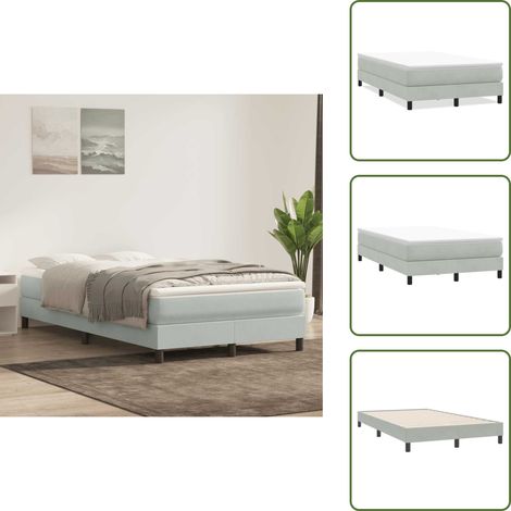 The Living Store Boxspringbett ohne Matratze Hellgrau 120x220 cm Samt - Samt (1/5)