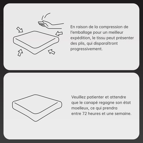 Canapé 3 places en tissu Cord premium, sans cadre, modulaire et combinables, antidérapant, sans montage, accoudoirs ergonomiques et rembourrage très élastique pour salon et chambre à coucher, Noir (1/5)