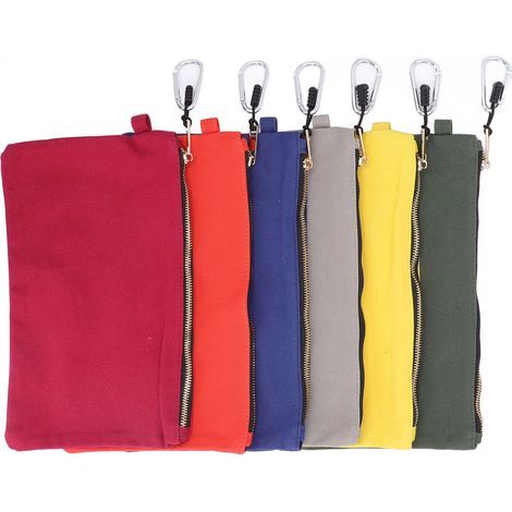 Sac à outils à fermeture éclair, ensemble de pochettes en toile utilitaires robustes avec mousqueton, organisateur polyvalent 6 pièces (1/5)
