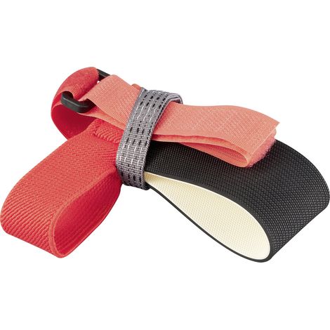TRU COMPONENTS ESD-Dauerfersenband 1 St. Schwarz/Rot Klettverschluss, silbernes Gurtband, Schwarz/Ro (1/5)