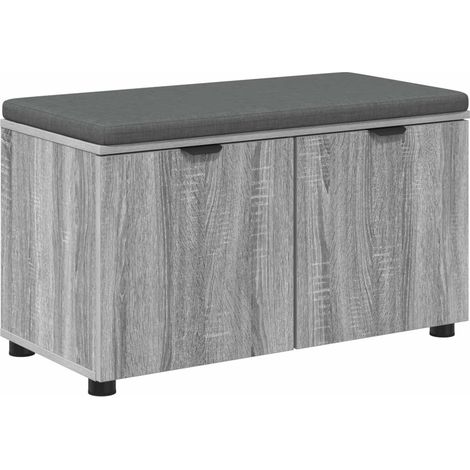 Hall Bench with Cushion with Shelf Grey Sonoma 80 x 38 x 46 cm vidaXL