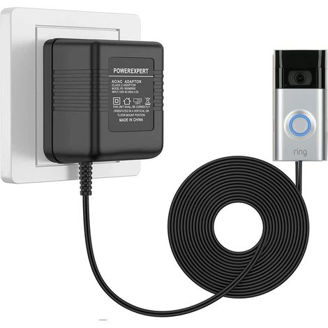 Transformateur de sonnette, 24V 500MA Adaptateur secteur câble transformateur Smart Home accessoires compatibles ring Door Bell Video doorbell 2 Pro (10m black) (1/5)