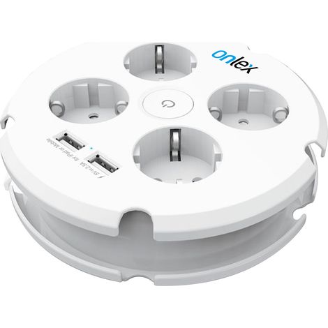 ALARGO REDONDO 4 TOMAS + 2USB CABLE 1,5 M ONLEX 230V