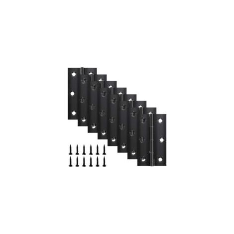 Bisagras plegables, 68 mm × 38 mm, acero inoxidable, negras, bisagra pequeña para puertas, ventanas y armarios, con 48 tornillos, paquete de 8 - Crezuo (1/4)