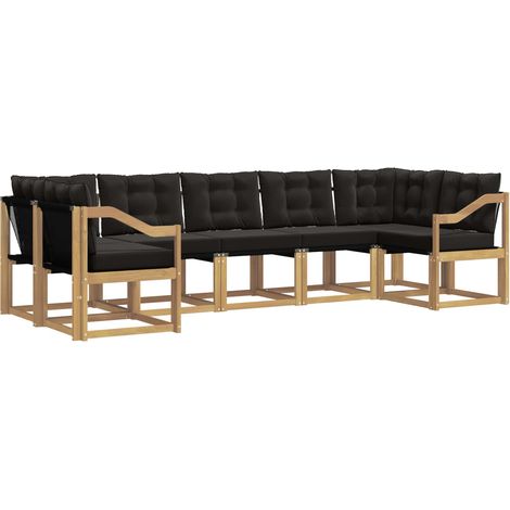 Conjunto de sofás de exterior 7 uds. Blanco y Negro vidaXL (1/5)