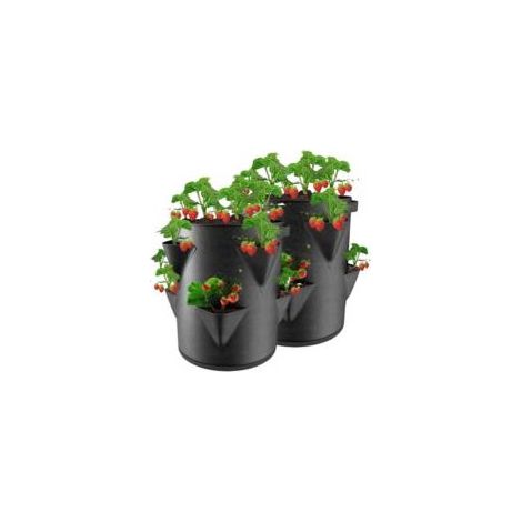 Tour à fraises, sac de plantation de fraises, 45 x 35 cm avec 6 poches latérales, en feutre épais réutilisable pour jardin, balcon, usage extérieur (2 pièces)