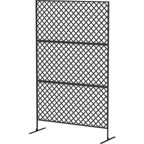 Paravent d'extérieur en métal pour terrasse, véranda, jardin, treillis autoportant, acier, noir (1/5)