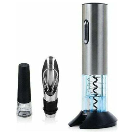 Green Mobility-Tire-bouchon électrique rechargeable en acier inoxydable avec port de chargement USB - Petit coupe-capsule portable - Ouvre-bouteille avec bouchon à vide et bec verseur (1/4)