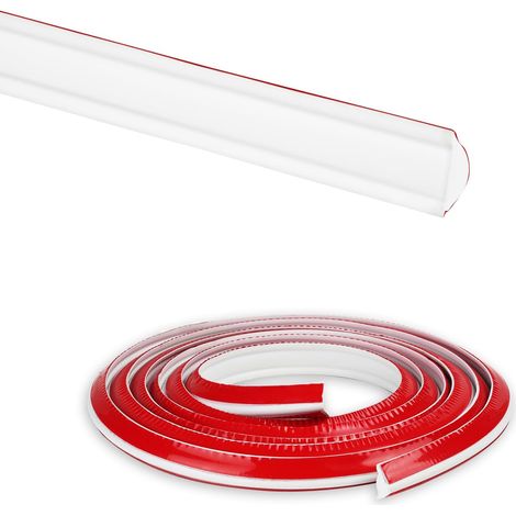 Bande d'Étanchéité Autocollante, Moulure Autocollante Flexible en Triangles PVC Auto-adhésif, Bandes de Calfeutrage pour Moulure Plafond, Évier, Baignoire, Sol (Blanc, 12mm x 9mm x 2.8m) (1/5)