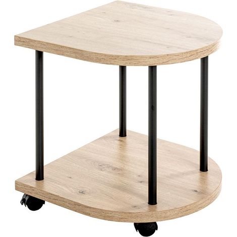 Table d'Appoint Design à Roulettes "Ilona" 45cm Naturel & Noir (1/2)