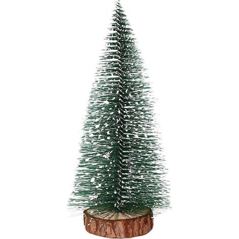 Mini sapin de Noël artificiel neige, effet floqué sapin de Noël avec pin Needle festif maison bureau décoration pour Noël de table présentation,25cm (1/5)