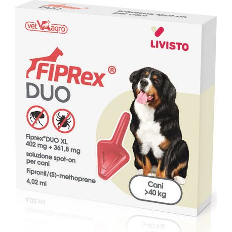 Fiprex Duo Spot-on contro pulci, zecche, pidocchi e acari 1 pipetta per cani da 40kg