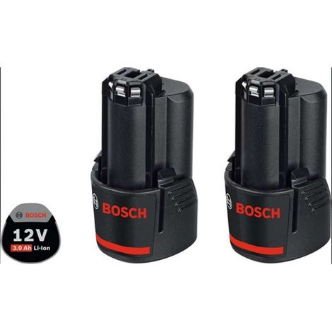 Bosch – Batterie 12V Li-Ion 3,0 Ah – Autonomie 20% plus longue – Compatible outils 10,8V et 12V – Lot de 2 – 1600A00X7D (1/5)