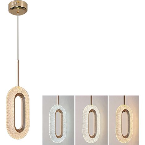 Suspension, suspensions dorées, veilleuse, plafonnier semi-encastré LED 3 couleurs, acrylique haute transparence, suspension de salle à manger salon (1/5)