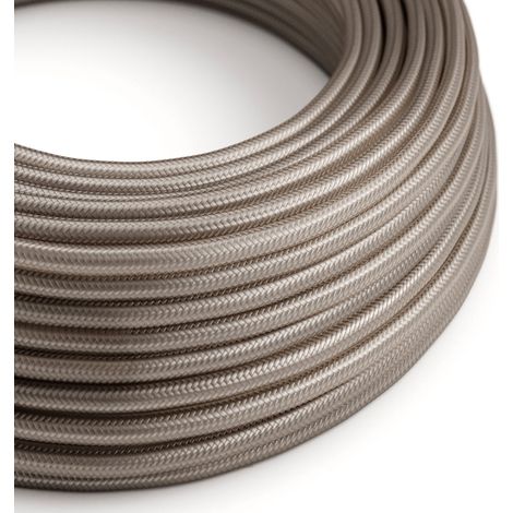 Creative-Cables Cavo elettrico rivestito in tessuto, 2 x 0,75 mm², 50 m, Cipria RM27, Rotondo, Effetto seta