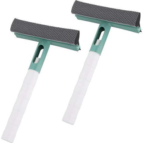BEBUSINGOTO 2-teiliges Autoscheiben-Abzieher-Set, 2-in-1-Fensterreinigungsschwamm, Fensterreinigungsset mit Abzieher/Schwamm, für Dusche, Spiegel und Autoscheibe